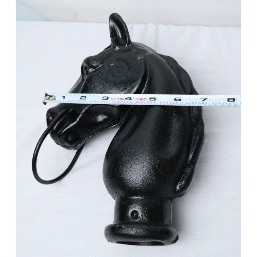 VTG Iron Horse Head Fence Post Hitching Post Topper Mouth Ring Western Country